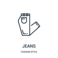 jeans icon vector from fashion style collection. Thin line jeans outline icon vector illustration Royalty Free Stock Photo