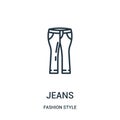 jeans icon vector from fashion style collection. Thin line jeans outline icon vector illustration Royalty Free Stock Photo