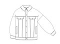 Jeans jacket technical sketch front side