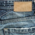 Jeans pants with back pocket and brown tag Royalty Free Stock Photo