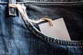 Jeans pocket with blank label Royalty Free Stock Photo