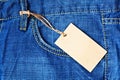 Jeans pocket with blank label Royalty Free Stock Photo
