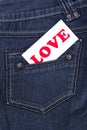 Jeans pocket with label Royalty Free Stock Photo