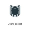 Jeans pocket vector icon on white background. Flat vector jeans pocket icon symbol sign from modern sew collection for mobile Royalty Free Stock Photo