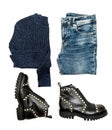 Jeans pullover shoes Fashion flat lay website social media