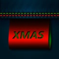 Jeans seam with xmas tab Royalty Free Stock Photo