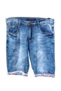 Jeans shorts isolated. Trendy stylish short jeans pants for child boy isolated on a white background. Fashionable denim short Royalty Free Stock Photo