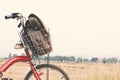 Jeans sneakers and bag on bicycle