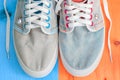 Jeans sports shoes Royalty Free Stock Photo