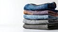 Jeans stacked neatly on a table Royalty Free Stock Photo