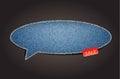 Jeans texture background on retro speech bubbles Royalty Free Stock Photo