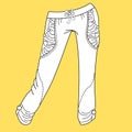 Jeans, trousers pants. Fashion Illustration.