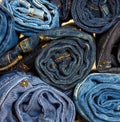 Jeans trousers stack Royalty Free Stock Photo