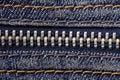 Jeans zipper close up Royalty Free Stock Photo