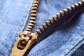 Jeans zipper closeup Royalty Free Stock Photo