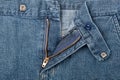 Jeans zipper closeup Royalty Free Stock Photo