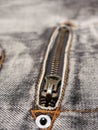 Jeans zipper detail Royalty Free Stock Photo