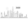 Jeddah city skyline - towers and landmarks, cityscape in liner s