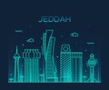 Jeddah skyline vector illustration linear style