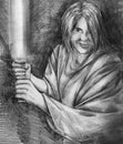 Jedi knight sketch Royalty Free Stock Photo