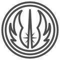 Jedi Order emblem line icon, star wars concept, light side of the force vector sign on white background, outline style