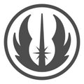 Jedi Order emblem solid icon, star wars concept, light side of the force vector sign on white background, glyph style