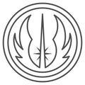 Jedi Order emblem thin line icon, star wars concept, light side of the force vector sign on white background, outline