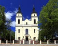 Jedwabne, Masuria / Poland - 2009/05/05: historic roman-catholic parish church of St. Jacob Apostel in town of Jedwabne