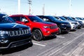 Jeep Automobile Dealership. The Stellantis subsidiaries of FCA are Chrysler, Dodge, Jeep, and Ram Royalty Free Stock Photo