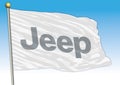 Jeep car industrial group, flag with logo, illustration