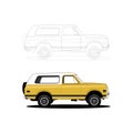 Jeep car and jeep line illustration vector Royalty Free Stock Photo