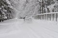 Jeep on dangerous winter road