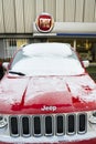 Jeep and Fiat group company logo on Czech dealership building