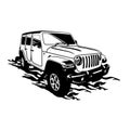 jeep car black and white vector, for kids coloring