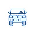 Jeep, front view line icon concept. Jeep, front view flat  vector symbol, sign, outline illustration. Royalty Free Stock Photo