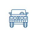 Jeep, front view line icon concept. Jeep, front view flat vector symbol, sign, outline illustration.