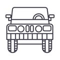 Jeep, front view vector line icon, sign, illustration on background, editable strokes