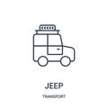 jeep icon vector from transport collection. Thin line jeep outline icon vector illustration