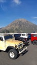 jeep on mount bromo in may with cold temperatures and a bit foggy