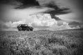 Jeep on a Mountain in Utah in Black and White