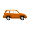 Off-road vehicle amber coloured flat style vector illustration Royalty Free Stock Photo