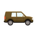 Off-road vehicle khaki coloured flat style vector illustration Royalty Free Stock Photo