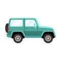 Off-road vehicle light blue coloured flat style vector illustration Royalty Free Stock Photo