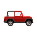 Off-road vehicle red coloured flat style vector illustration Royalty Free Stock Photo