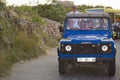 Jeep-safari - All-wheel drive car with tourists rides on the evening of Alanya