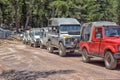 Jeep safari in the mountains on the road Royalty Free Stock Photo