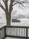 Jeep suv in a blizzard