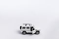 Jeep white car, side view on a white background, place for text Royalty Free Stock Photo