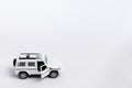 Jeep white car, side view on a white background, place for text Royalty Free Stock Photo