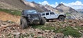 Jeep Wrangler Unlimited and Jeep JK cars on Yankee Boy Mine mountains Ouray, Colorado Royalty Free Stock Photo